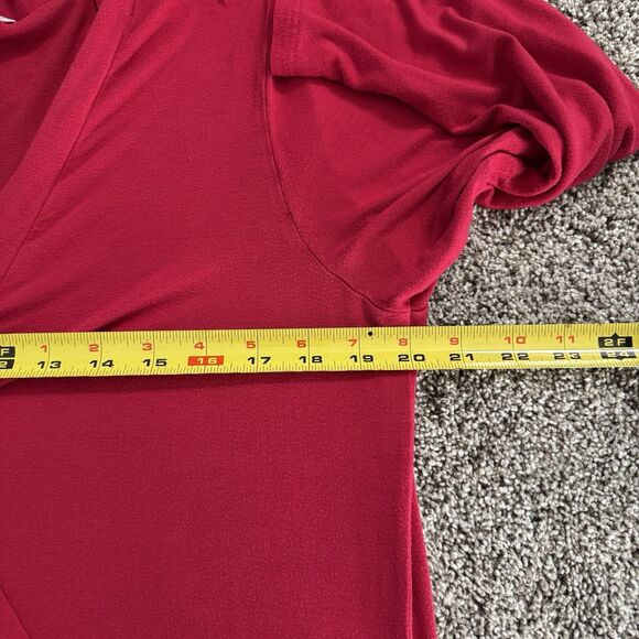 Charming Charlie Red Wrap Blouse 3/4 Sleeve Elastic Waist Top Shirt Size Large - Picture 7 of 11